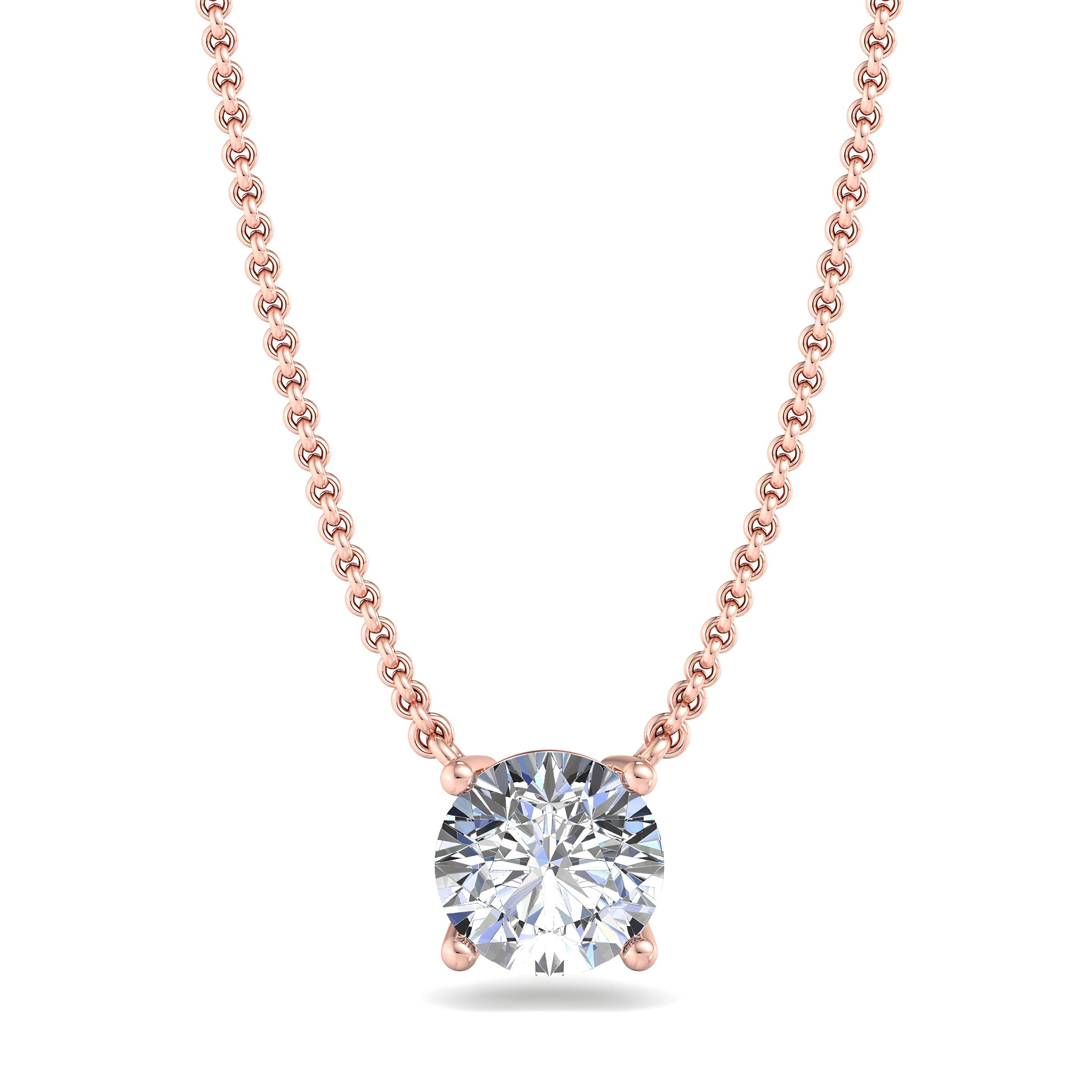 0.25 to 2.00 CTW EF VS/SI Lab-Grown Round Diamond Pendant Necklace Certified, 14K Gold Jewelry Gift